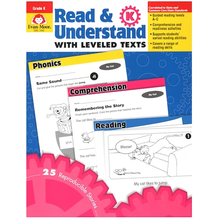 Evan-Moor Educational Publishers Read + Understand with Leveled Texts Book, Teachers Edition, Grade K 3440